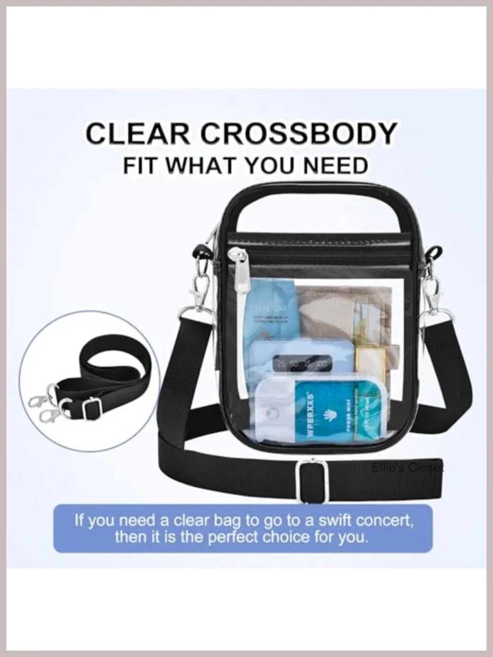 Clear PVC Stadium Approved Hobo Shoulder Bag for Women Events